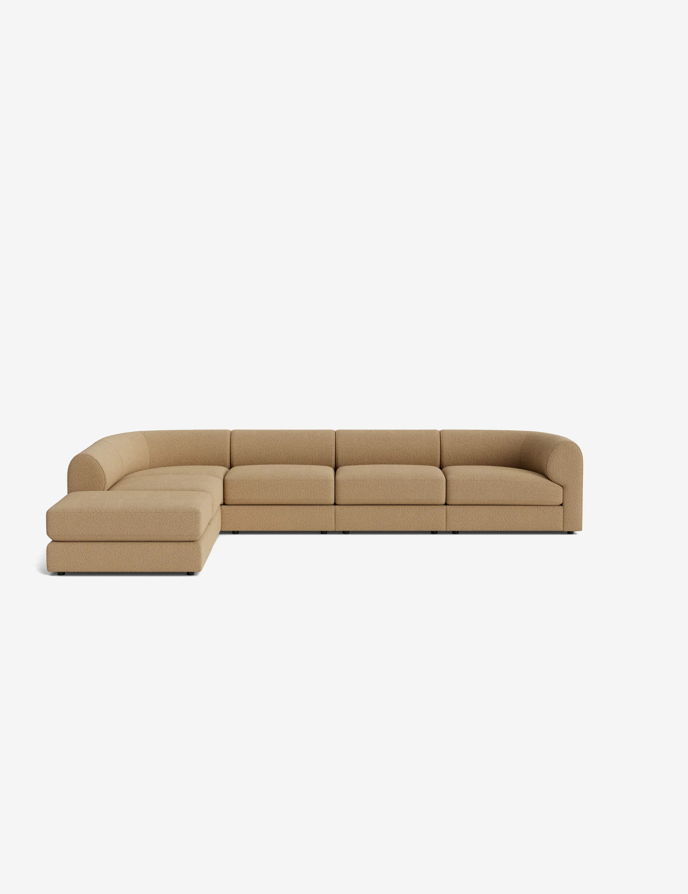 Sergio Modular Corner Sectional Sofa With Ottoman, Creme Luxe Boucle | Lulu and Georgia 