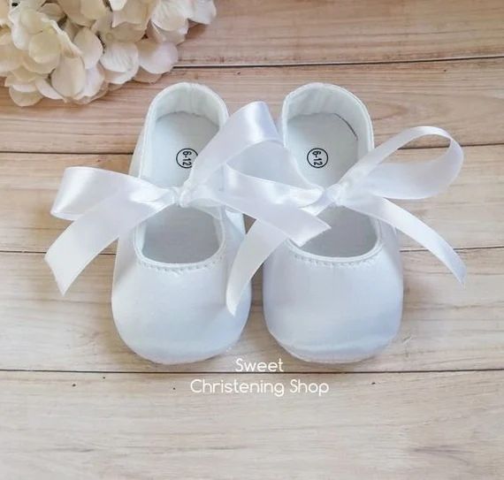 White Baptism Shoes  Christening Shoes for Baby Girl  White | Etsy | Etsy (US)