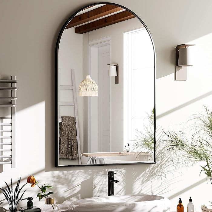 HARRITPURE 20"x30" Arched Bathroom Mirror - Wall Mounted Mirror - Black Arch Mirror - Aluminum Al... | Amazon (US)