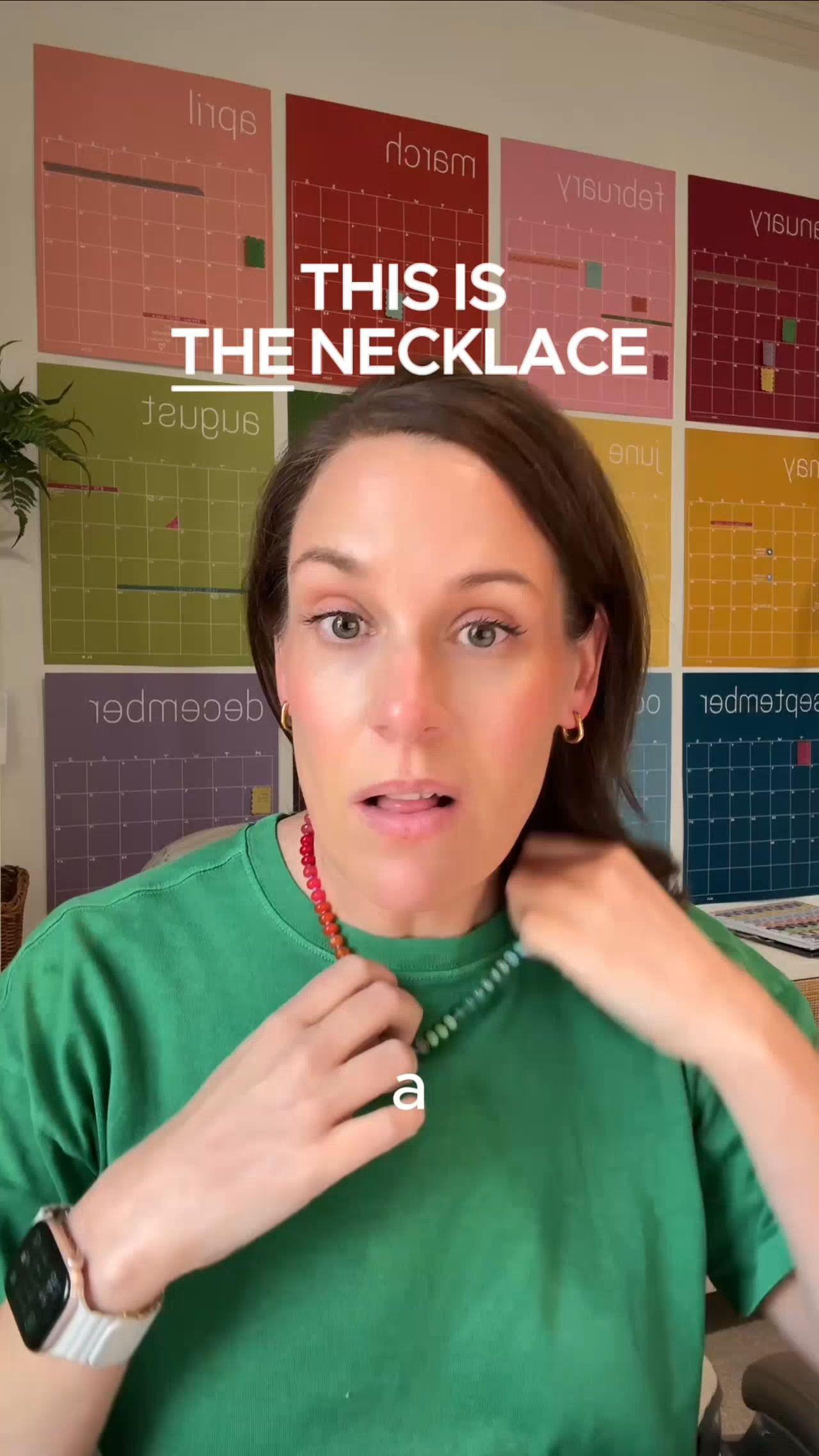 If you love color, this is THE necklace you need. Because it has a decorative clasp, you can turn it any way you want. It looks so different depending on what stone beads are showing. It's like getting 6 necklaces for the price of 1. Also linked my earrings and the most perfect and affordable t-shirt (I have it in 5 colors). #rainbownecklace #colorfuljewelry  

 #LTKootd #LTKOver40 #LTKMidsize