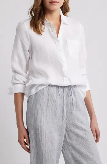 Casual Linen Button-Up Shirt | Nordstrom