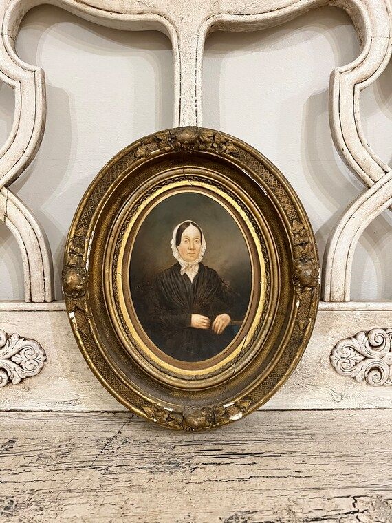 Small Antique Oil Portrait  Distressed Oval Frame  1800s  | Etsy | Etsy (US)