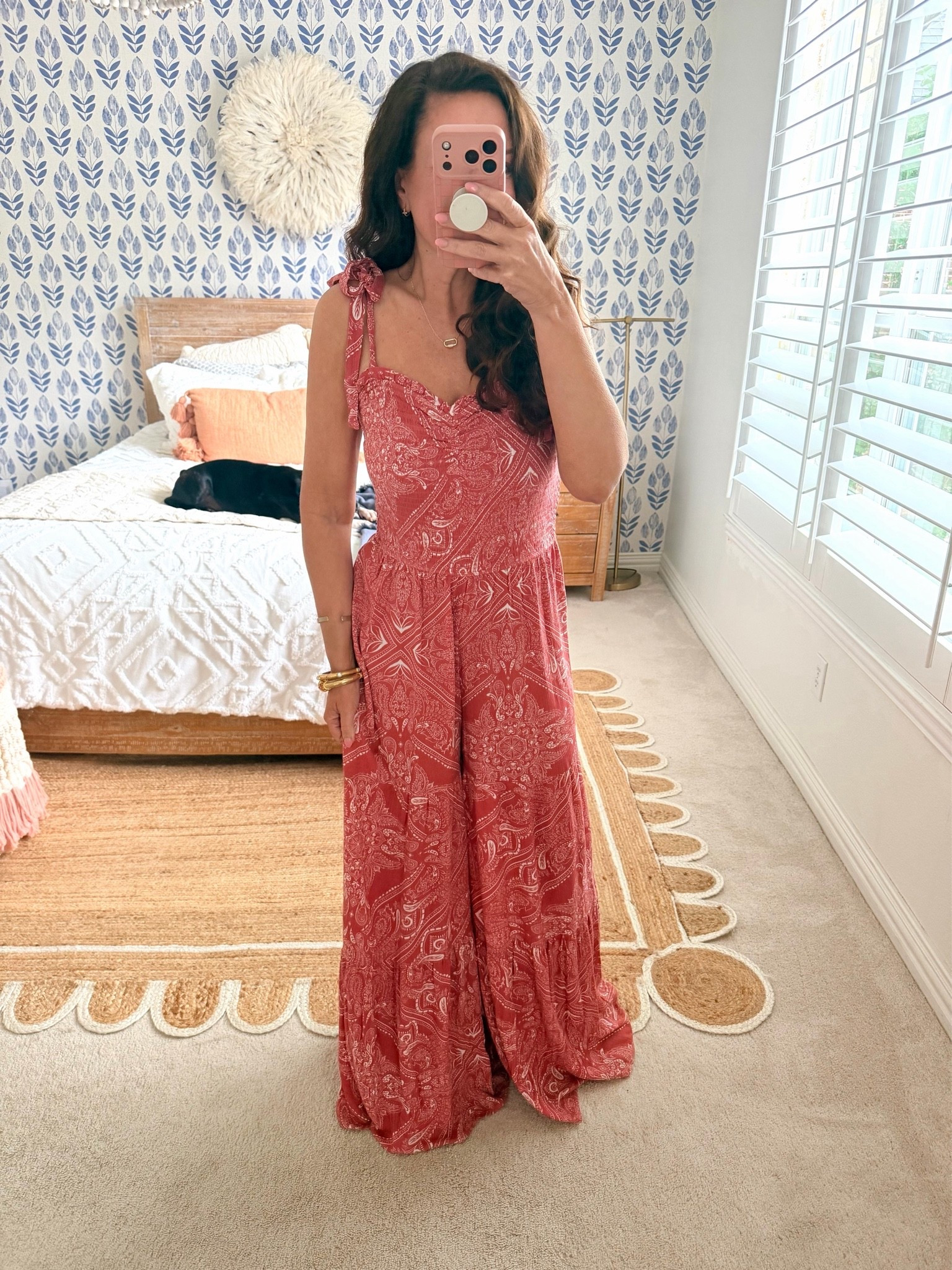 Prettiest Free People vibes jumpsuit for under $40. Runs big. I recommend sizing down. 
.

#LTKmomlife #LTKootd #LTKSeasonal