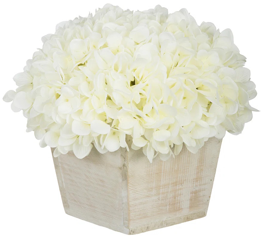 Hydrangea Arrangement in Planter | Wayfair North America