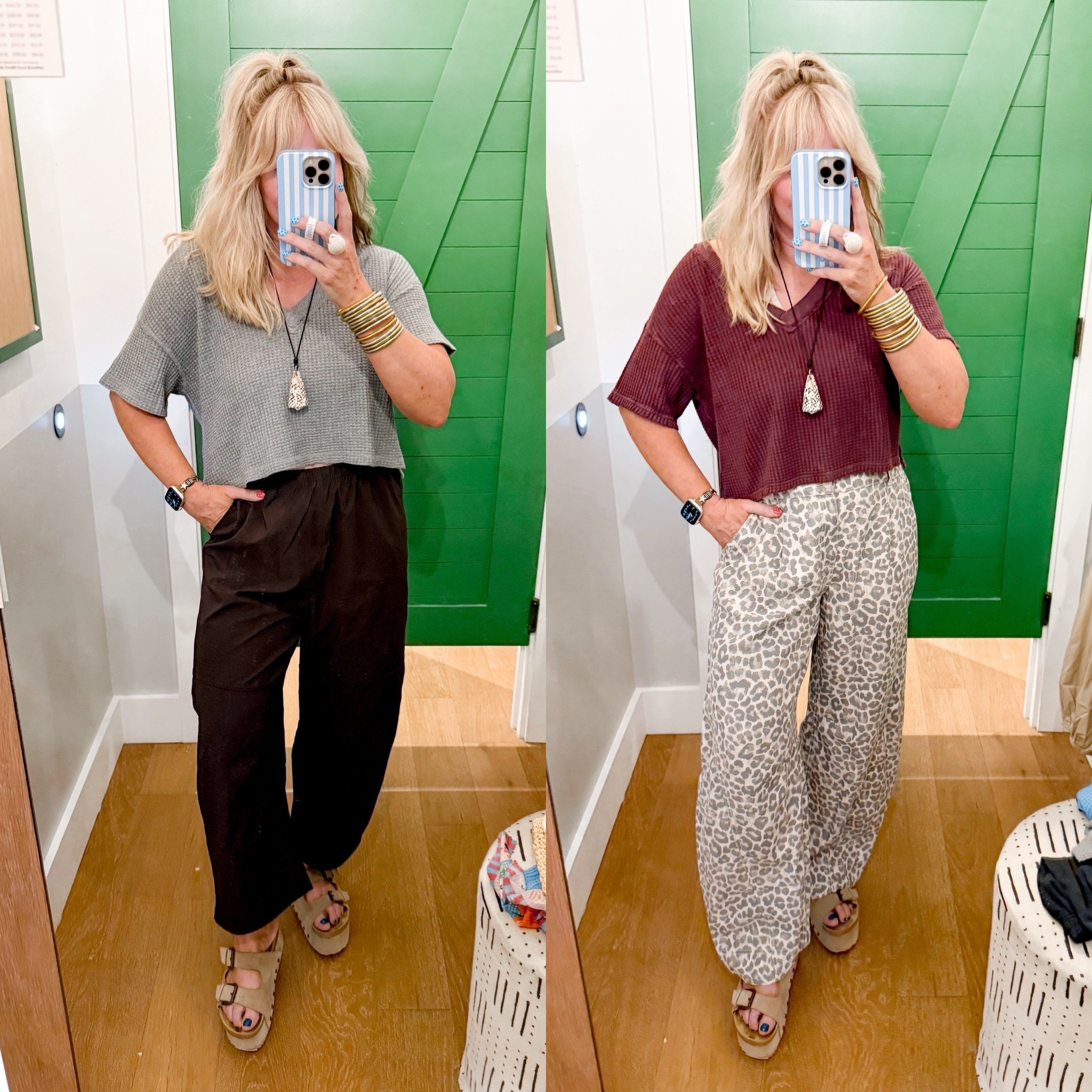 Aerie has the cutest finds right now! Perfect transition pieces for fall too! 
I’m a size 8/M wearing a medium in everything. The leopard pants run big, I needed a small.

#LTKSaleAlert #LTKOver40