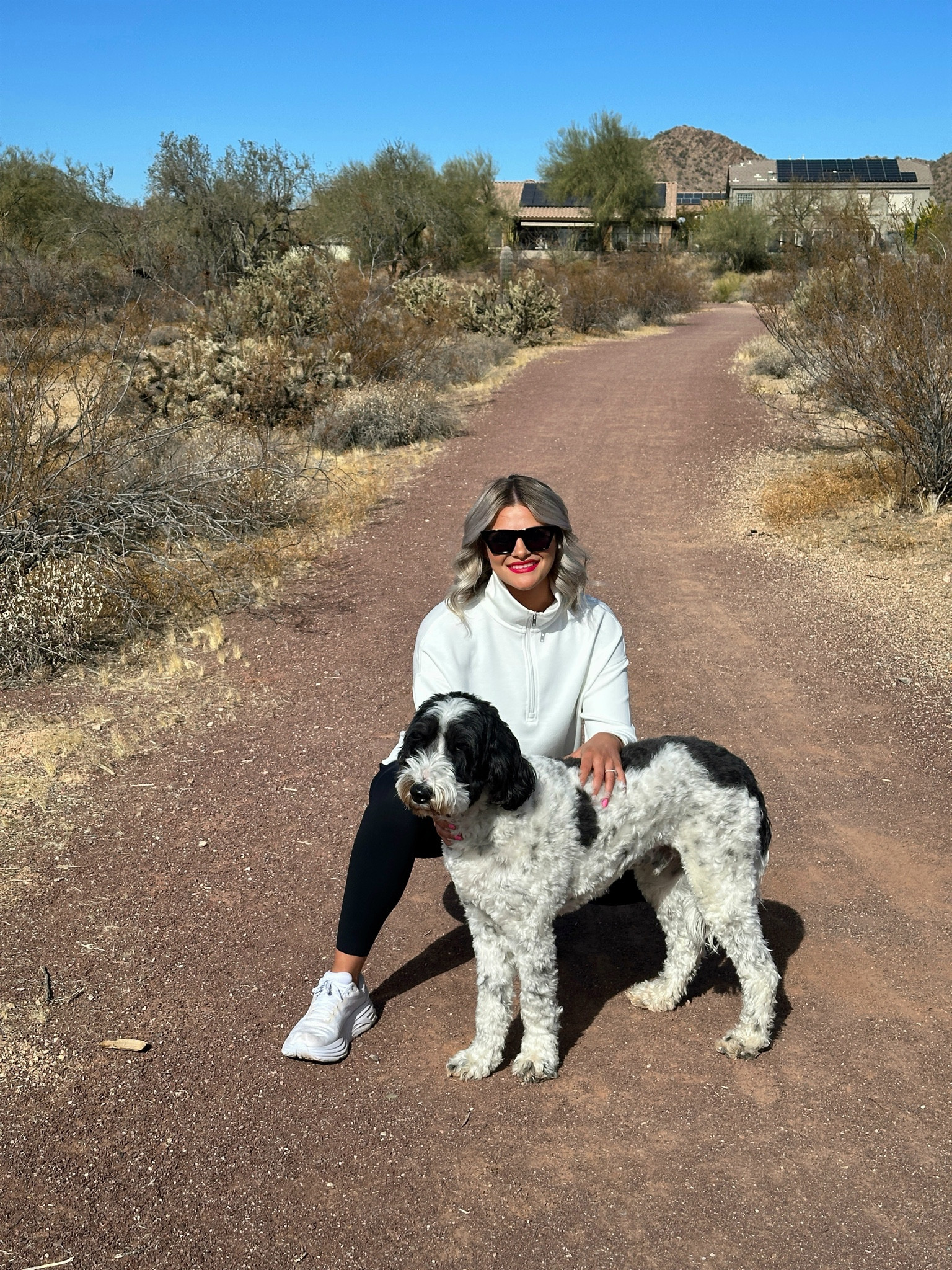 Nothing beats a peaceful trail walk with my best boy, Lincoln 🐶🌵 

The desert views, fresh air, and good company make every step better! And thanks to @RBXActive, I stay comfy, stylish, and cute while getting my steps in 🤍👟

#LTKActive #LTKFitness #LTKStyleTip