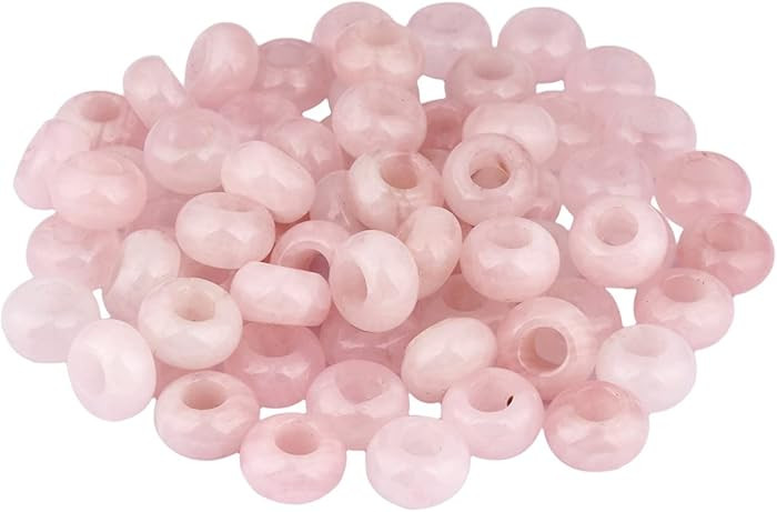 SUNYIK Rose Quartz Large Hole (6mm) Rondelle Loose Charms European Bead fits Bracelet,Jewelry Mak... | Amazon (US)