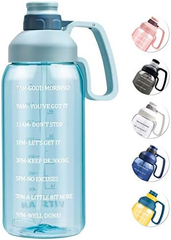 64 OZ Water Bottle with Straw, Motivational Water Bottle with Time Marker Clear Large Water Bottl... | Amazon (US)