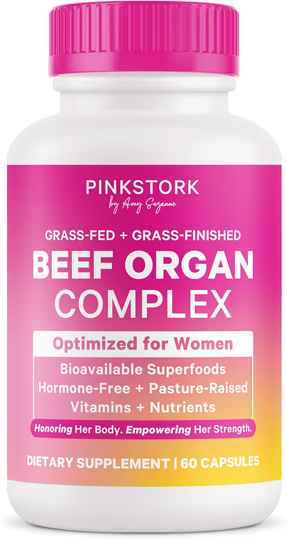 Pink Stork Beef Organ Supplement for Women | Grass-Fed Beef Liver Capsules with Iron, B12, CoQ10,... | Amazon (US)