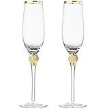 Cheer Collection Set of 2 Champagne Glasses - Luxurious Champagne Flutes with Dazzling Rhinestone De | Amazon (US)