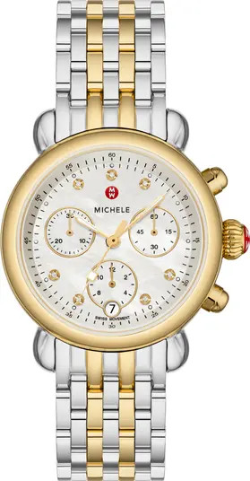 MICHELE CSX Two-Tone Diamond Bracelet Watch, 36mm | Nordstromrack | Nordstrom Rack