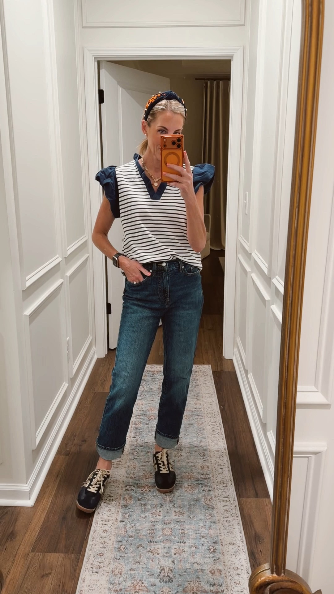 Today’s teacher outfit of the day. Amazon top less than $25. Walmart jeans size 0 less than $25. (Look different on website) my favorite sneakers  

#LTKgrwm #LTKdayinmylife #LTKmomlife