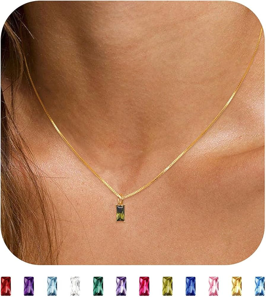 JSJOY S925 Birthstone Necklaces for Women Dainty Gold Emerald Green Necklace Sterling Silver Birt... | Amazon (US)