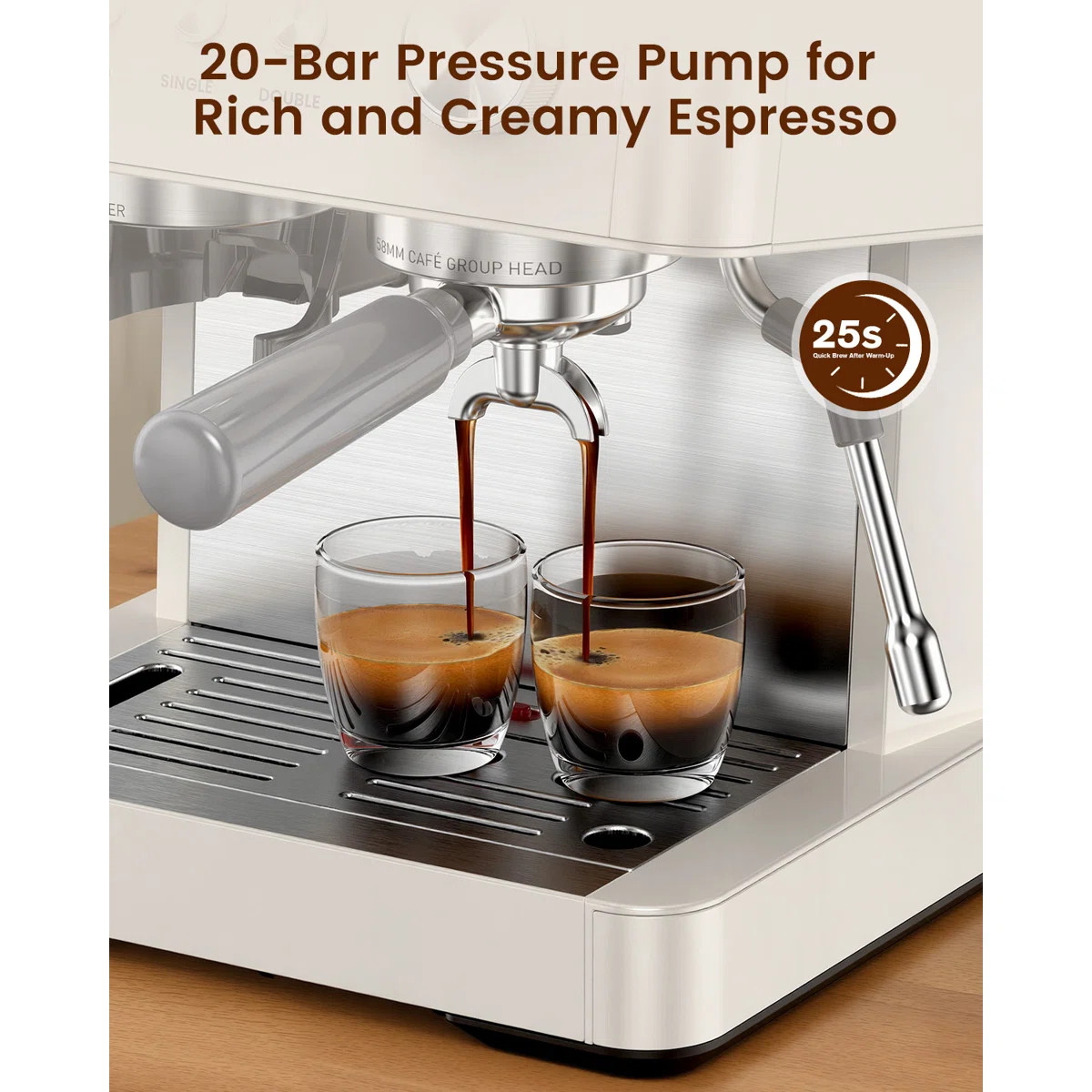 Cowsar Espresso Coffee Machine with 15-Bar Pump, Built-in Grinder & Milk Frother, One-Touch Clean... | Wayfair North America