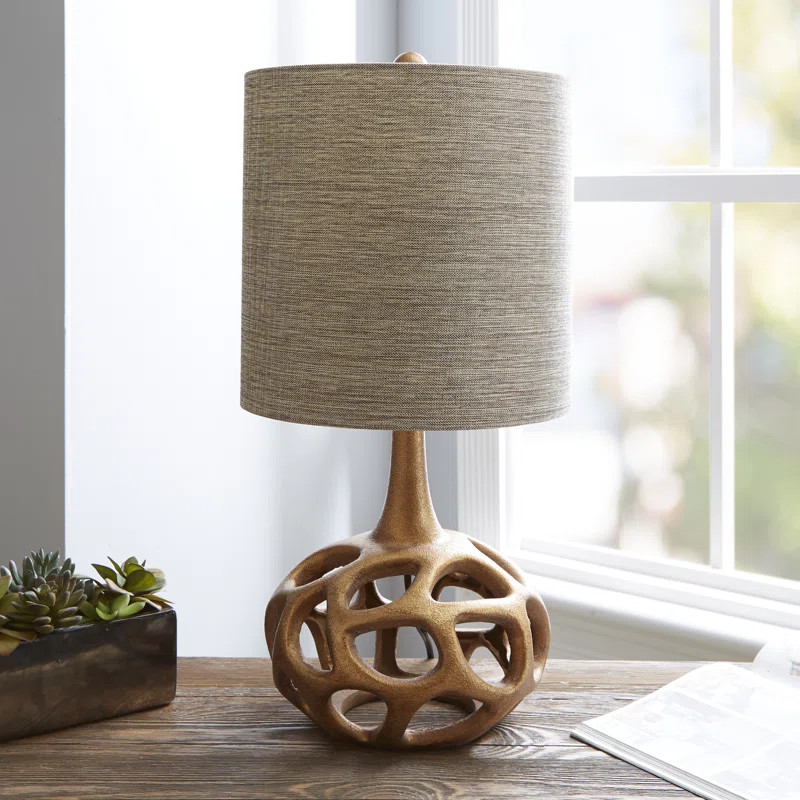 Clove 23" Geometric Resin Table Lamp with Drum Shade | Wayfair North America