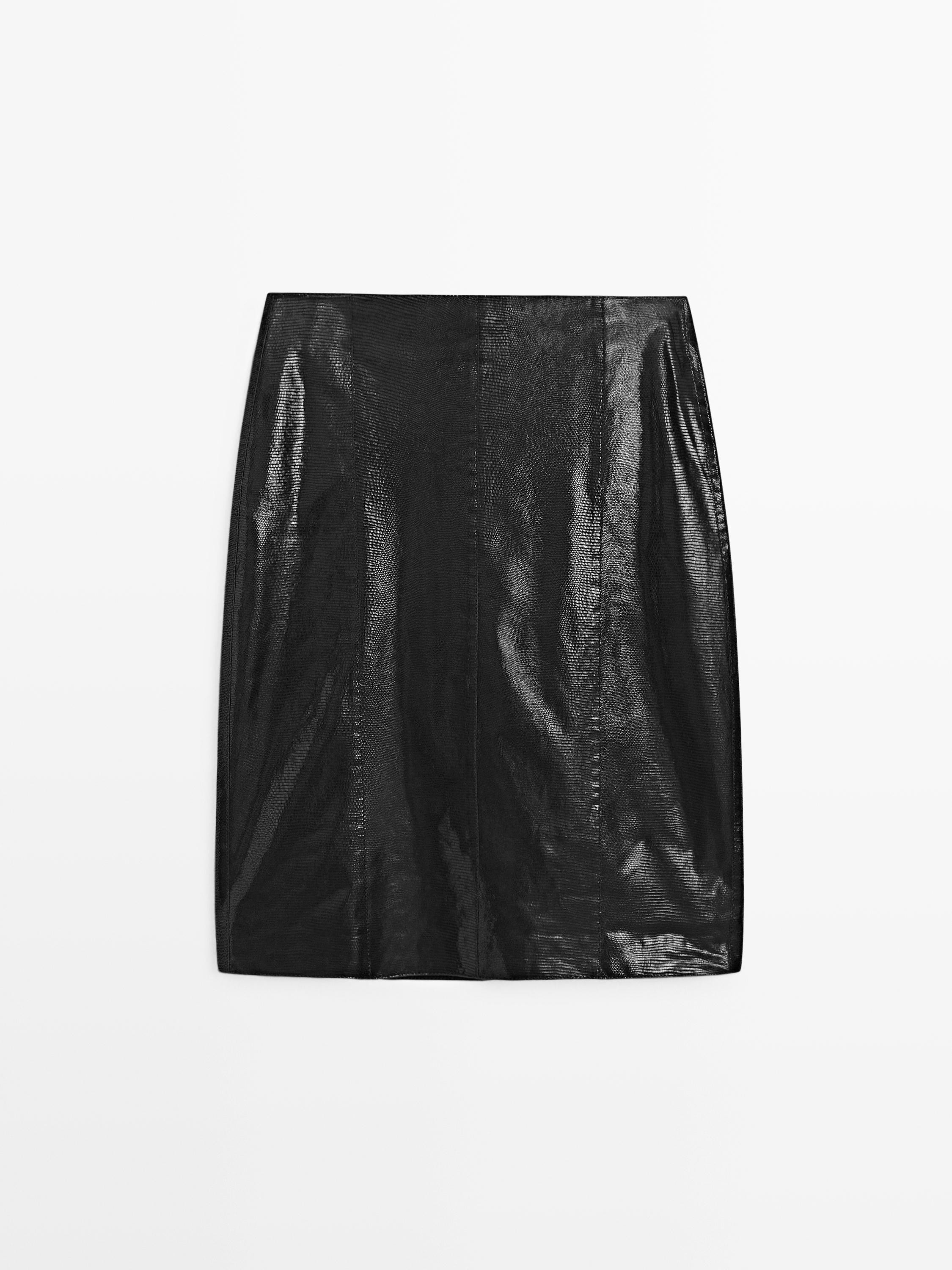 Animal print leather mini skirt | Massimo Dutti UK