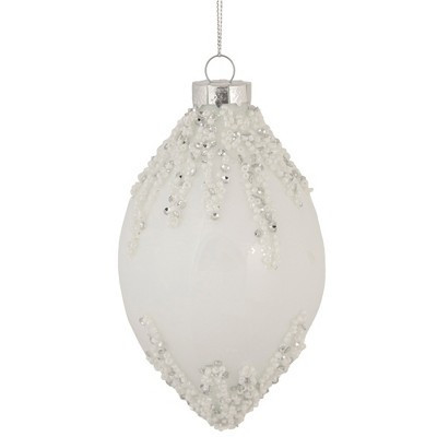 Northlight Beaded and Sequins Christmas Glass Finial Ornament - 5" - White and Silver | Target