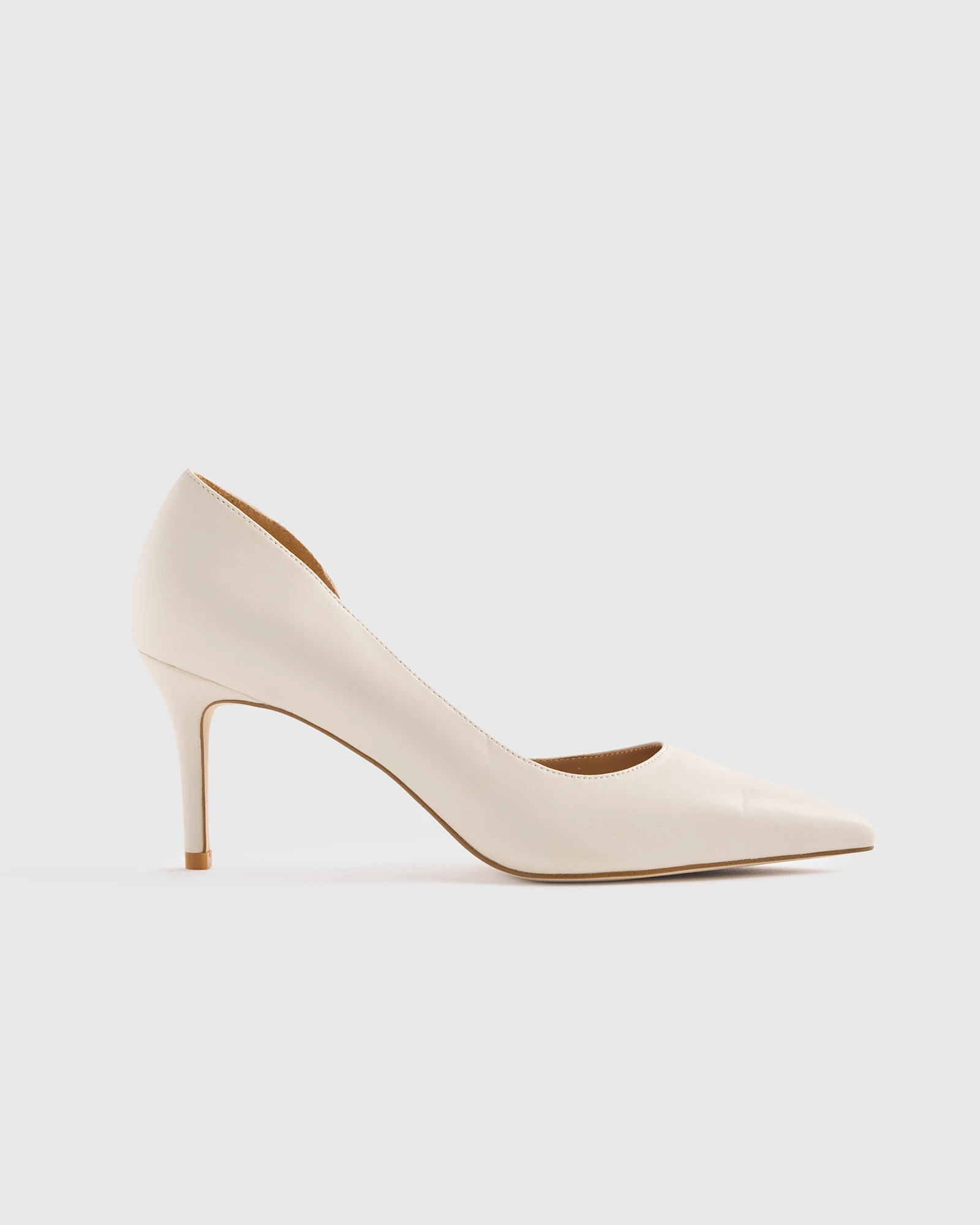 Italian Leather 75mm d'Orsay Pump  in Bone | Quince