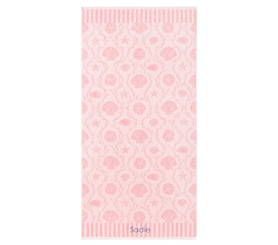 Seashells Plush Jacquard Kid Beach Towel UPF 50+ | Pottery Barn Kids