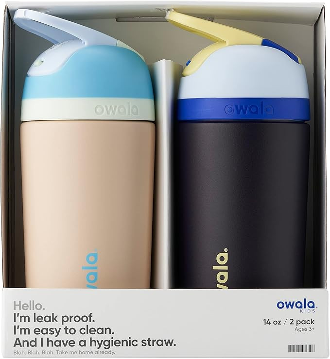 Owala Combo Pack Kids Flip - Stainless Steel - 14-oz. - Aqua/Tan & Blue/Blue | Amazon (US)