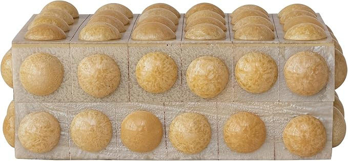 Creative Co-Op Handmade Marbled Resin Bobbin Box, Cream | Amazon (US)