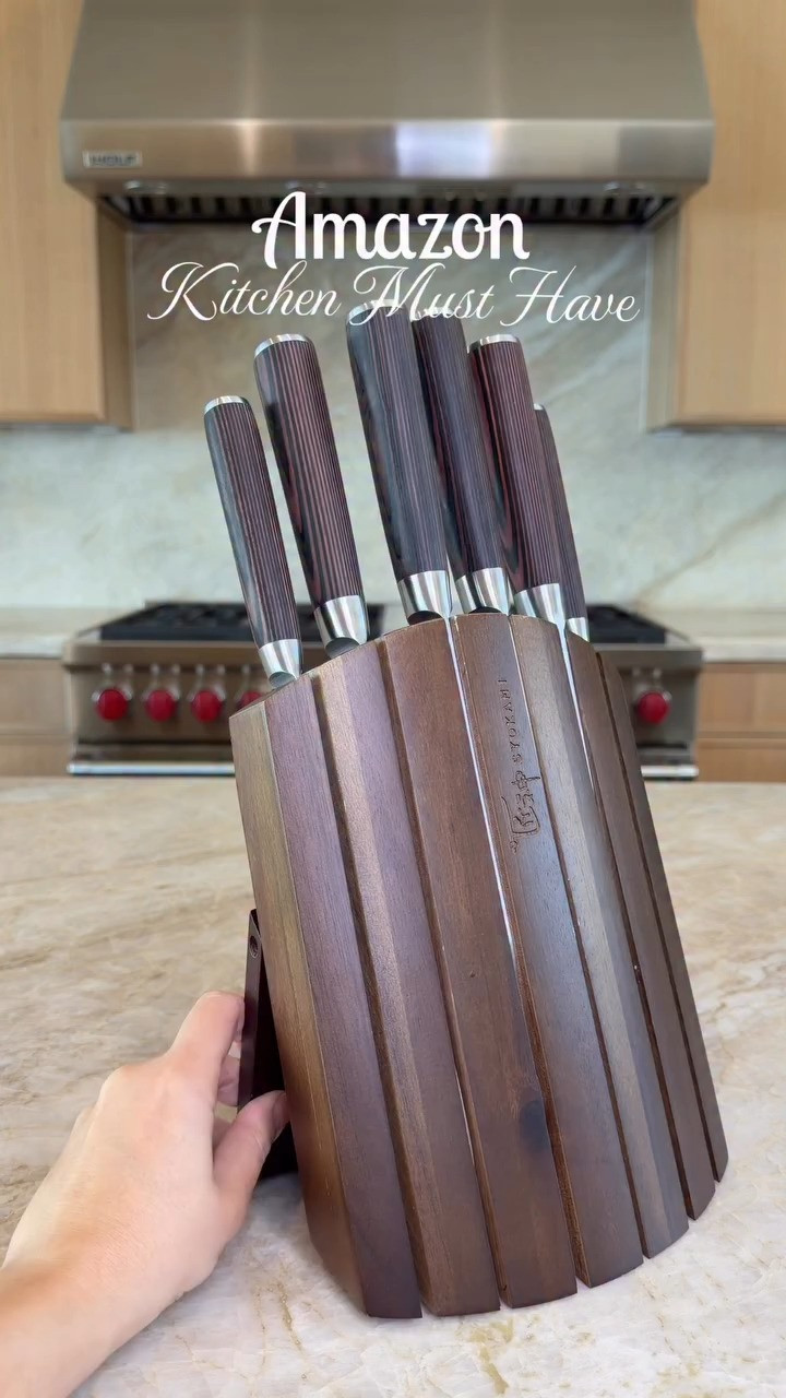 This kitchen knife set comes with a foldable stand, can be store in the drawer for a clutter free space 🔪🤎
#amazonhome #amazonkitchen #kitchenmusthave #kitchenknife #amazonmusthave  

 #LTKfoodie #LTKActive #LTKHome
