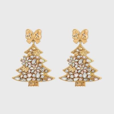 SUGARFIX by BaubleBar Crystal Holiday Tree Drop Earrings - Metallic Gold | Target