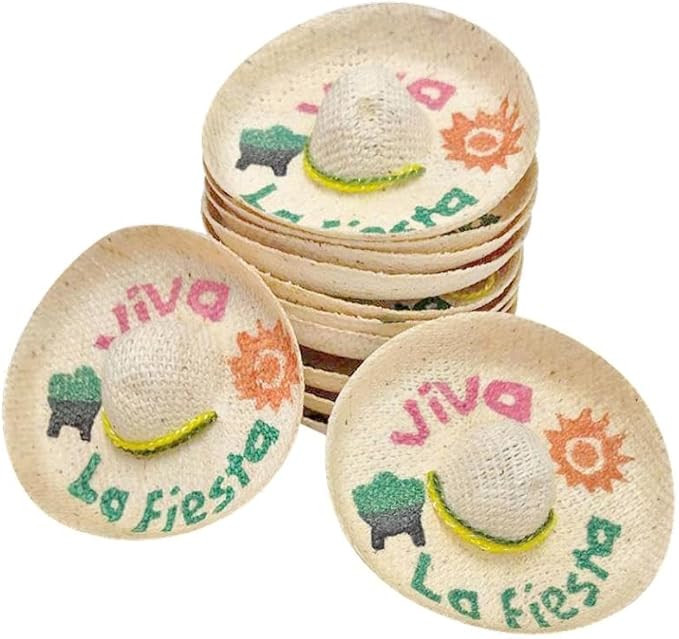 More Fiesta Mini Mexican Sombrero - Pack of 12, 2.25 Inches Wide Mini Hats for Cinco De Mayo Part... | Amazon (US)