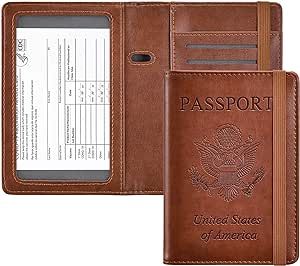 HerriaT Passport and Vaccine Card Holder Combo,Cover Case with CDC Vaccination Card Slot, Leather... | Amazon (US)
