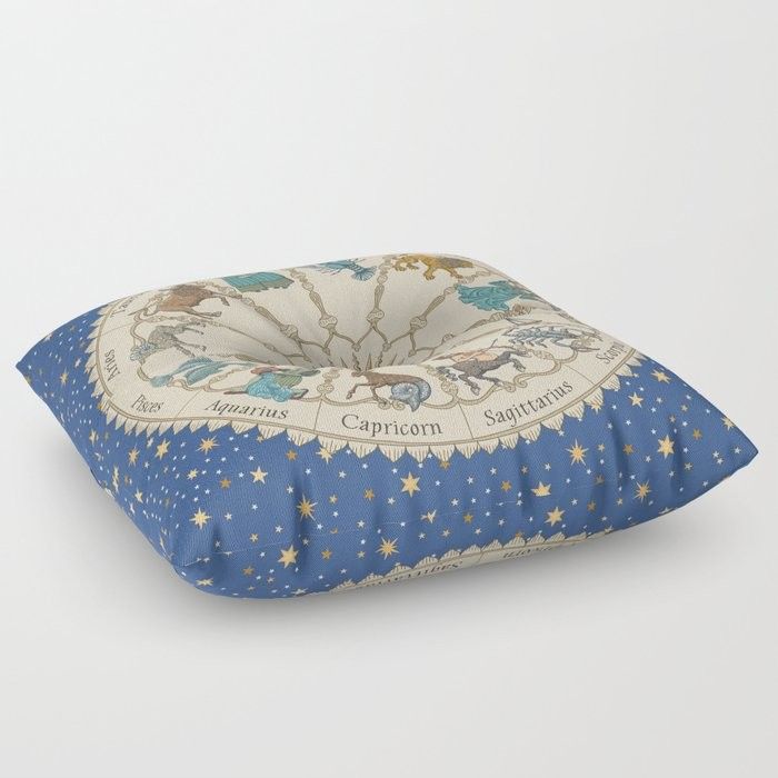 Vintage Astrology Zodiac Wheel Floor Pillow by Undaunted.Design | Society6