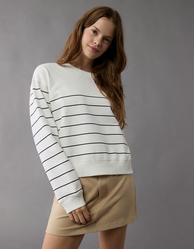 AE Relaxed Fit Striped Sweatshirt | American Eagle Outfitters (US & CA)