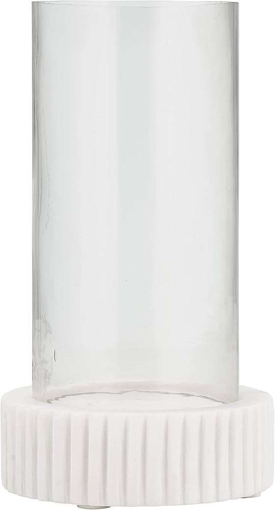 White Marble Hurricane Candle Holder - Contemporary Marble and Glass Decorative Candle Display fo... | Amazon (US)