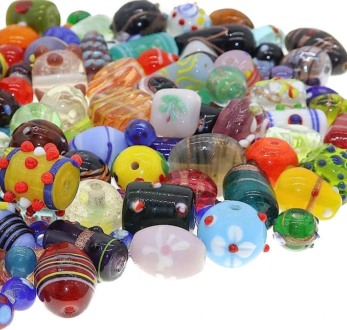 Fun-Weevz 120-140 PCS Assorted Glass Beads for Jewelry Making Adults, Bulk Glass Beads for Crafts... | Amazon (US)