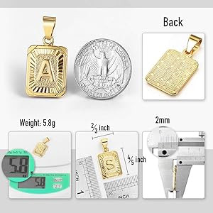 Initial Letter Pendant Necklace Mens Womens Capital Letter Yellow Gold Plated A Z Stainless Steel... | Amazon (US)