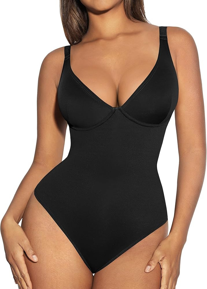FeelinGirl Shapewear Bodysuits Body Suits, Deep V Neck | Amazon (US)