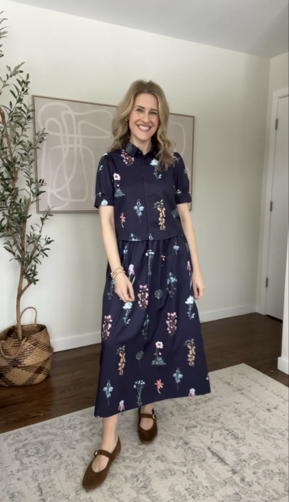 Amazon two piece matching shirt and skirt set. Honestly it’s a cheap polyester but it’s comfortable and fits beautifully. Skirt is lined. Would buy again. I went up one size to a medium. #amazonfinds 