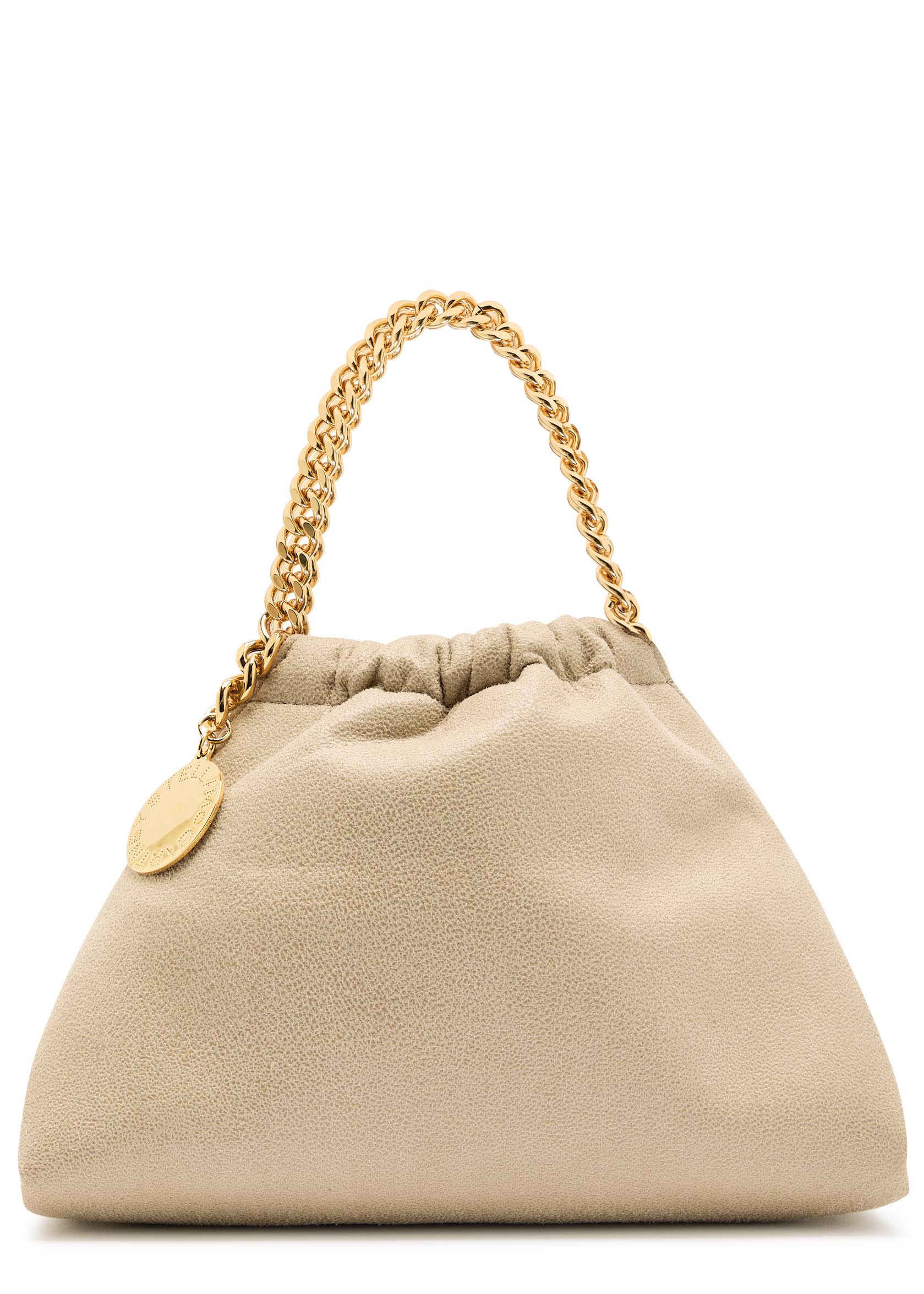 Falabella mini drawstring faux suede top handle bag | Harvey Nichols