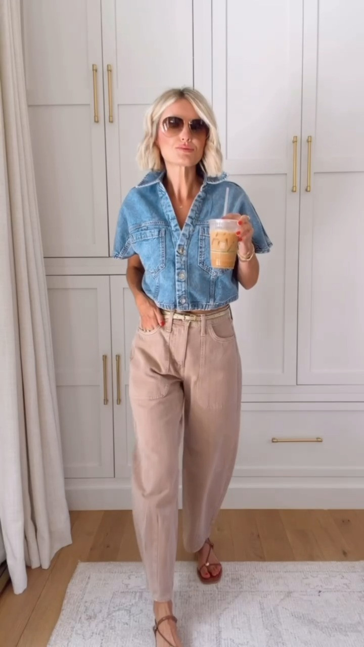 Denim on denim is so chic 👏🏼 Jeans on sale for under 30! wearing XS/4. 

Loverly Grey, Zara, Target find, Target fashion, denim top, barrel jeans outfit, barrel denim outfit, summer fashion, summer outfit ideas #LTKootd

 

 #LTKSeasonal #LTKSaleAlert #LTKWorkwear