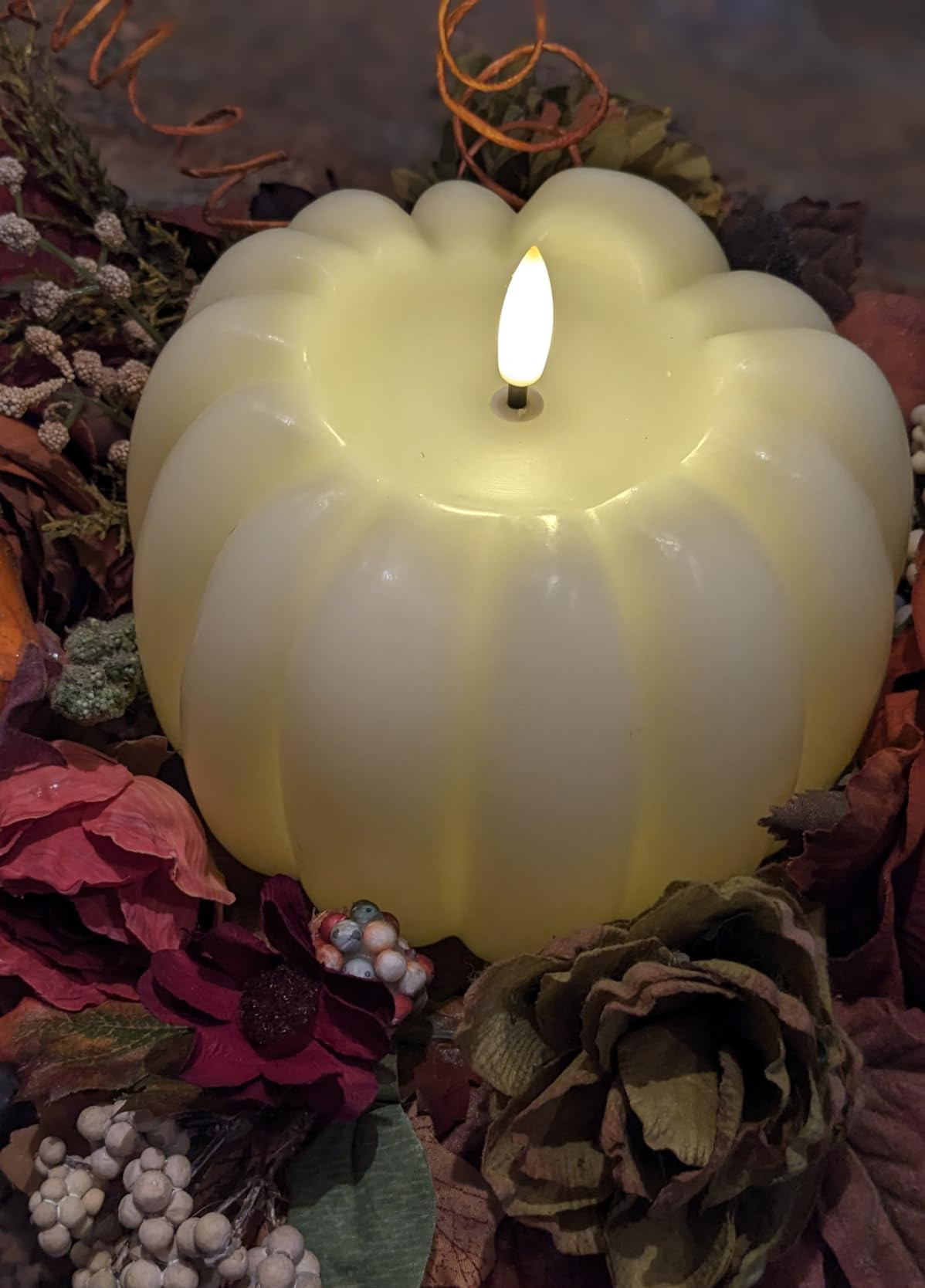 Fall Flameless Candles with Remote, Real Wax Pumpkin Shaped Candle | Amazon (US)