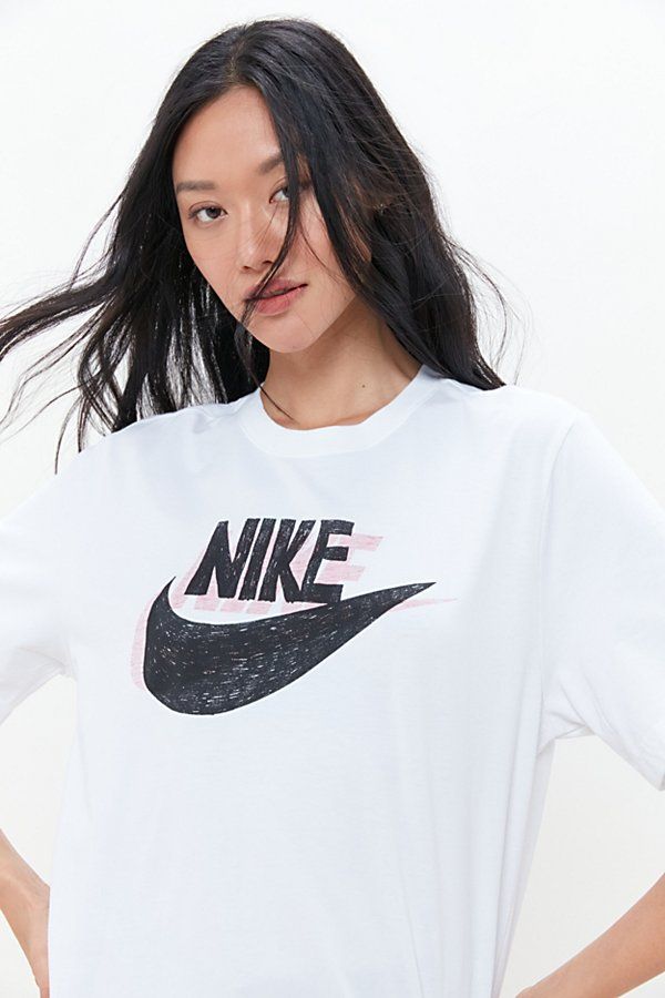 Nike Hand Drawn Logo Tee - White XS at Urban Outfitters | Urban Outfitters (US and RoW)