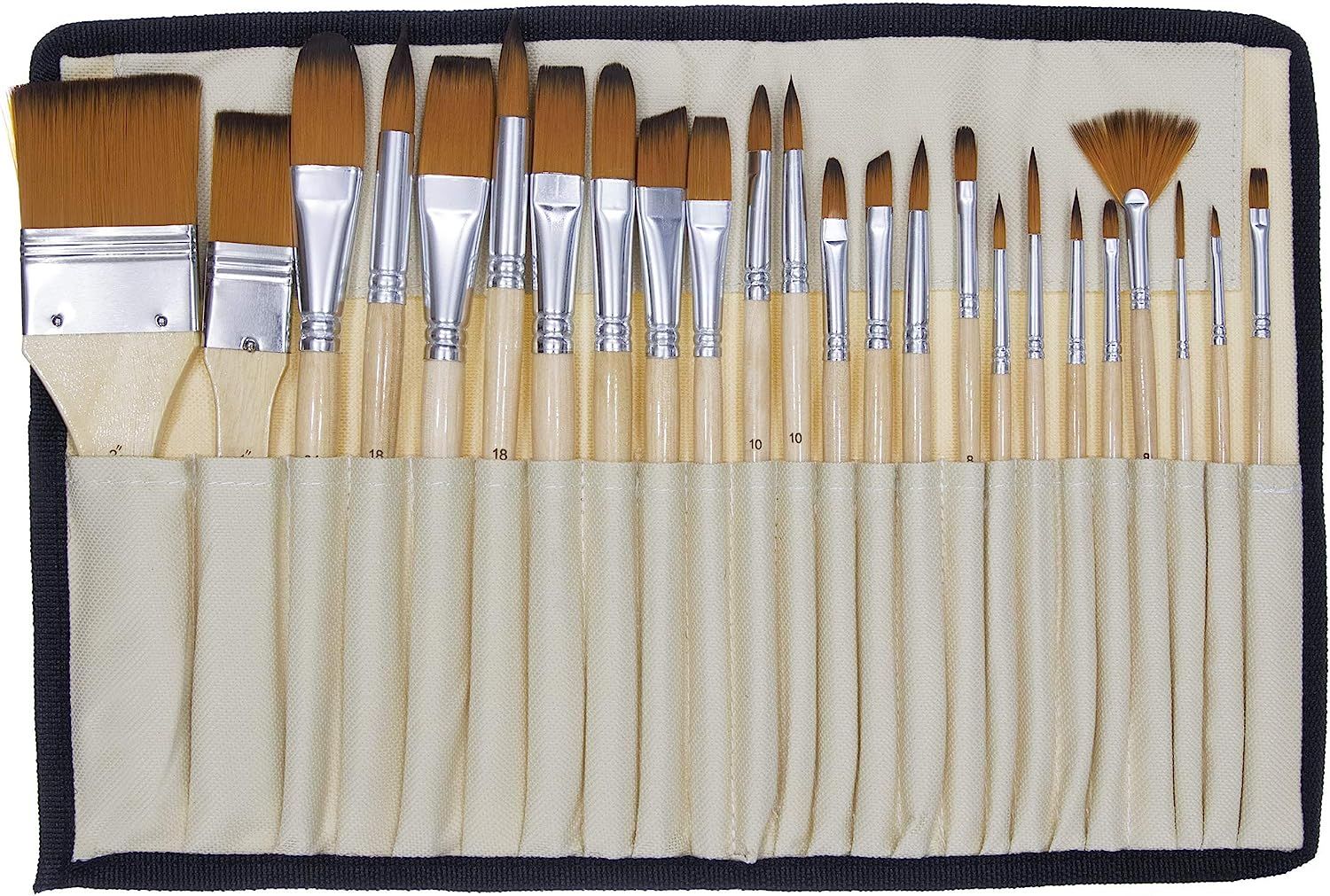 Jerry Q Art 24 Pcs Artist Paint Brush Set with Free Carry Pouch for Watercolor, Acrylic, Oil and ... | Amazon (US)