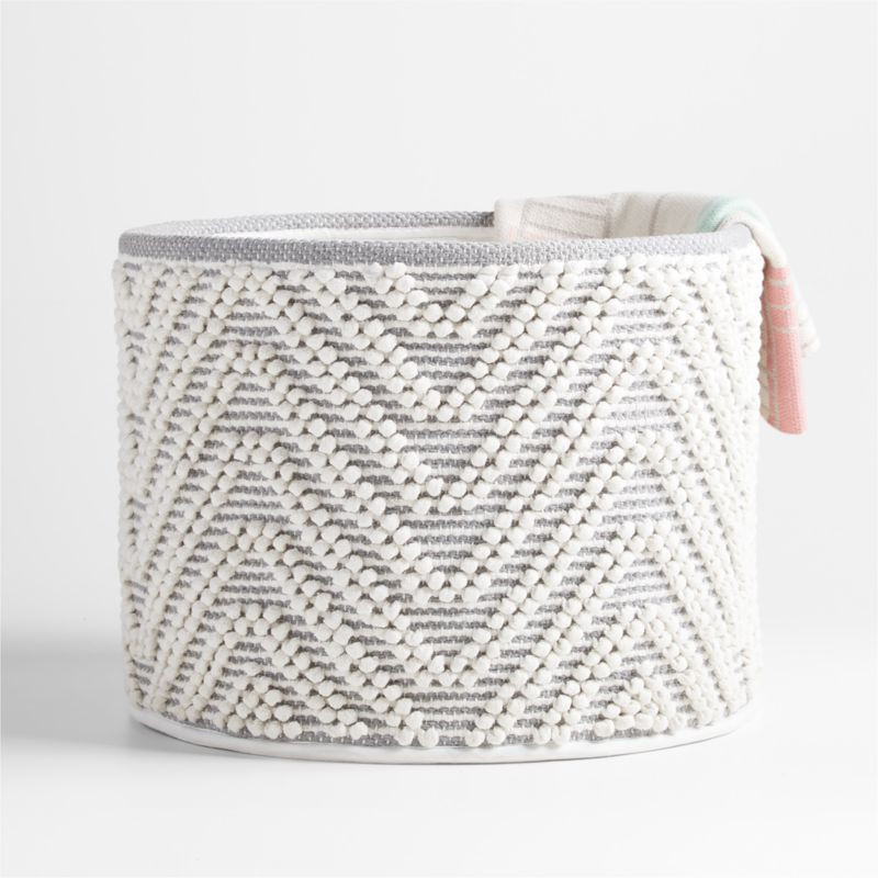 Dottie Grey Macramé Woven Kids Storage Bin | Crate & Kids | Crate & Barrel
