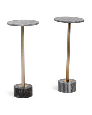 Set Of 2 24in Marble Metal Accent Tables | Furniture & Lighting | Marshalls | Marshalls