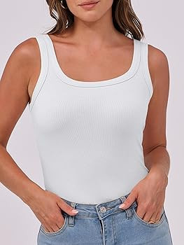 ANRABESS Womens Sleeveless Scoop Neck Tank Top Ribbed Fitted Summer Basic Slim Cute Tops 2025 | Amazon (US)