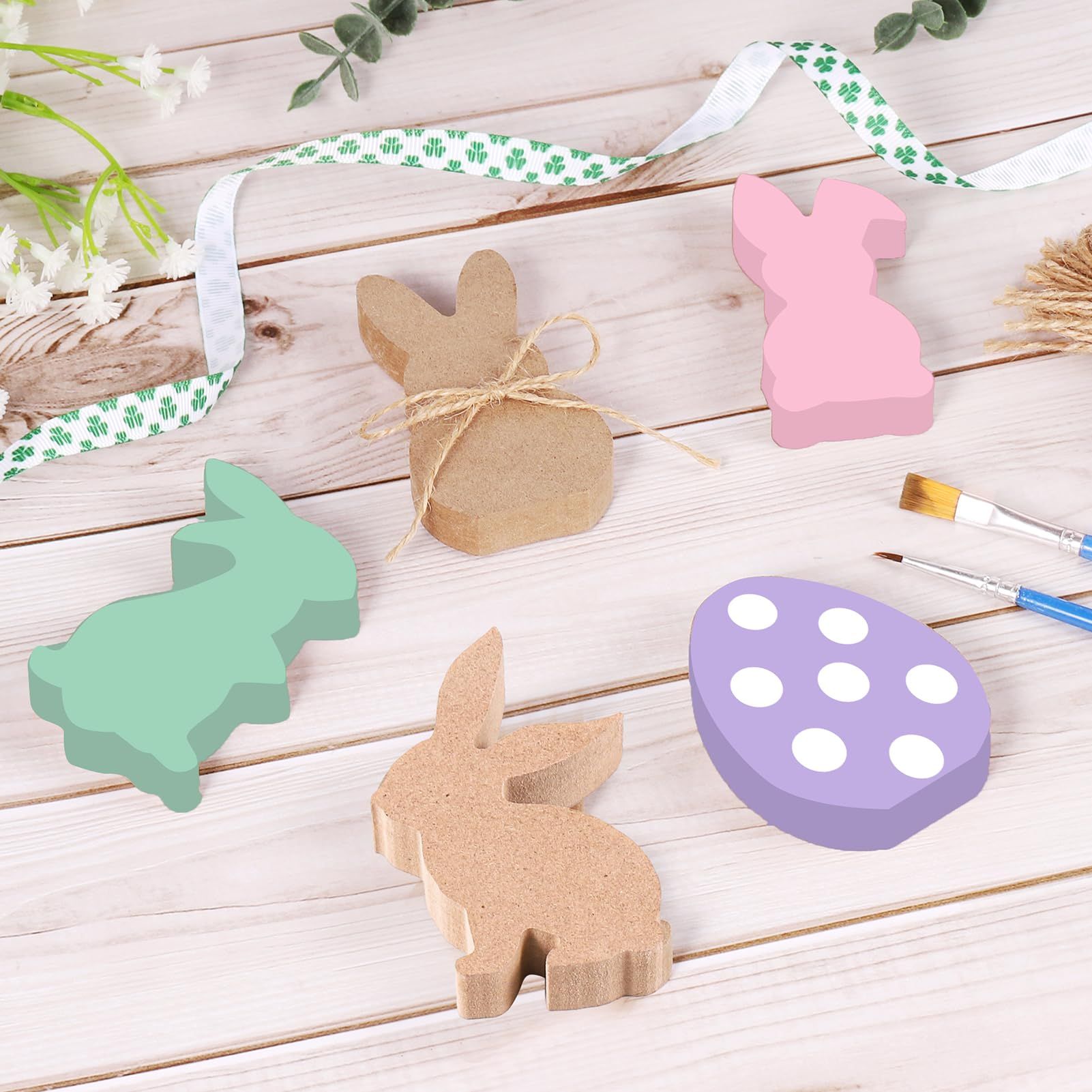 15 Pcs Easter Wooden Bunny Cutouts 5 Styles Unfinished Bunny EggTable Wooden Signs Peeps Bunny Eg... | Amazon (US)