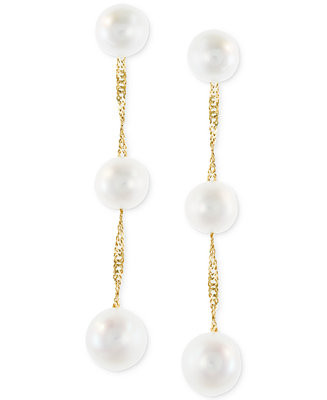 EFFY® Cultured Freshwater Pearl Triple Drop Earrings in 14k Yellow, White or Rose Gold (5mm) - M... | Macy's