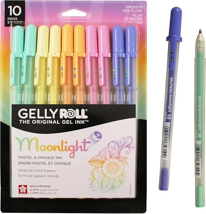 SAKURA Gelly Roll Moonlight 10 Pastel & Opaque Gel Pens - Bold Point Ink Pen for Journaling, Art,... | Amazon (US)
