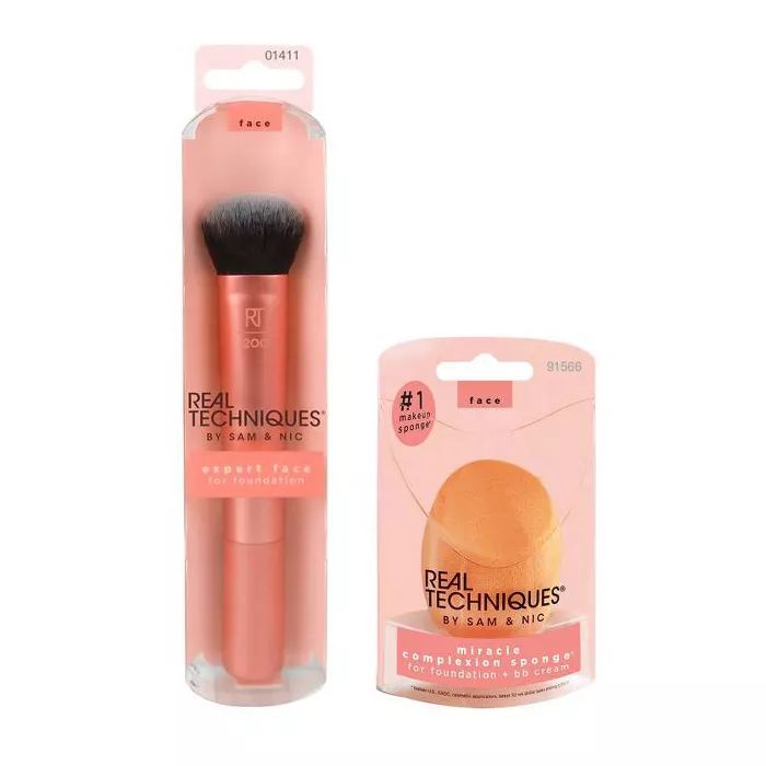 Real Techniques Foundation Best Sellers - Miracle Complexion Sponge & Expert Face Brush - 2pc | Target