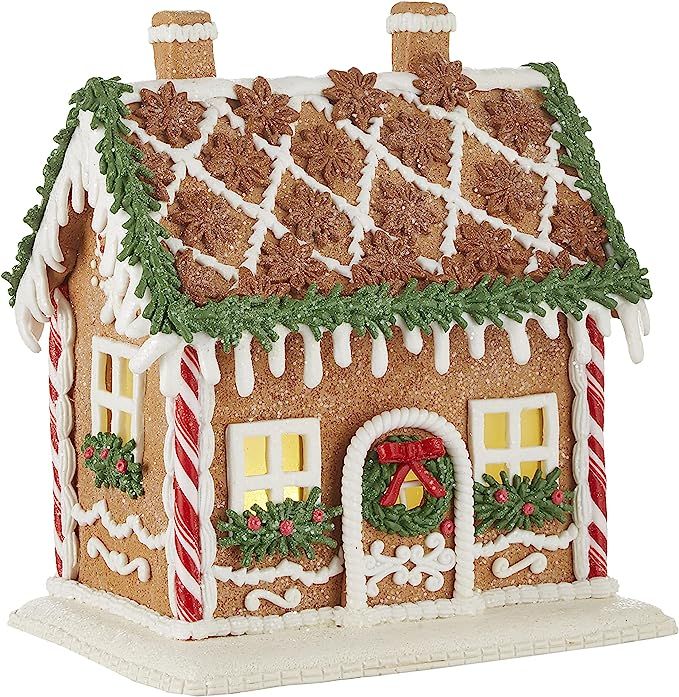 Amazon.com: One Holiday Way 8.5-Inch Light Up Faux Gingerbread Cottage House with Timer, Rosemary... | Amazon (US)
