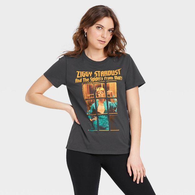 Women's David Bowie Ziggy Stardust Short Sleeve Graphic T-Shirt - Black | Target
